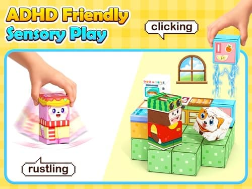 Gooidea Magnetic Blocks - 2-in-1 Magnetic Building Blocks, Creative Building Craft, Sensory Clicking & Rustling, Travel Toys, Kids Toys Games, Pocket-Sized Kitchen Magic Display - Thumbnail 6