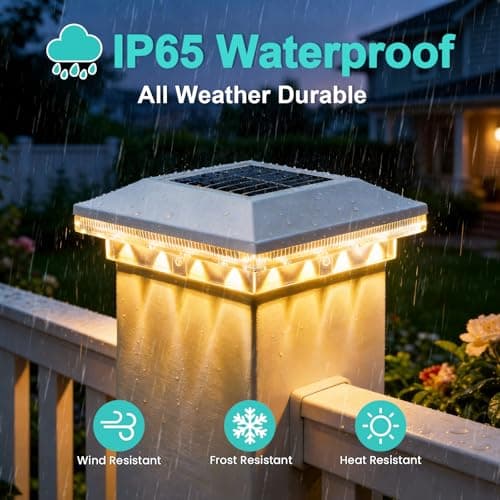 Brightever Solar Post Cap Lights Outdoor 8-Pack, Waterproof Solar Fence Post Lights for 4x4 Wood/Vinyl Posts, Solar Powered Deck Post Lights with 3 Lighting Modes, Decorate Garden Patio Porch, White - Thumbnail 6
