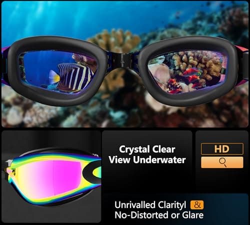 LEEIGGT Swim Goggles+Swim Cap, No Leak Anti-Fog & UV，Swimming Goggles Full Protection Adult Men Women Youth（6 in 1） - Thumbnail 5