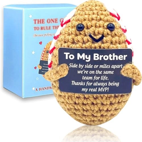 Brother Gifts,Positive Football Emotional Support Gift - Handmade Crochet Knitted Football Doll with Encouraging Card - Unique Sports Birthday Present for Son, Brother, Football Fans,Office Desk Decor - Image 1