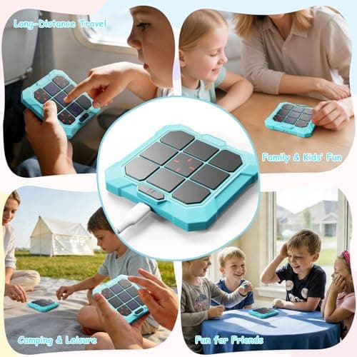 VDPDO Tic Tac Toe Game, 6-in-1 Electronic Tic Tac Toe with Mute & Rechargeable - Handheld Travel Board Game for Kids Ages 4+, Adults, Family - Educational Learning Toy for Boys Girls，Blue - Thumbnail 6