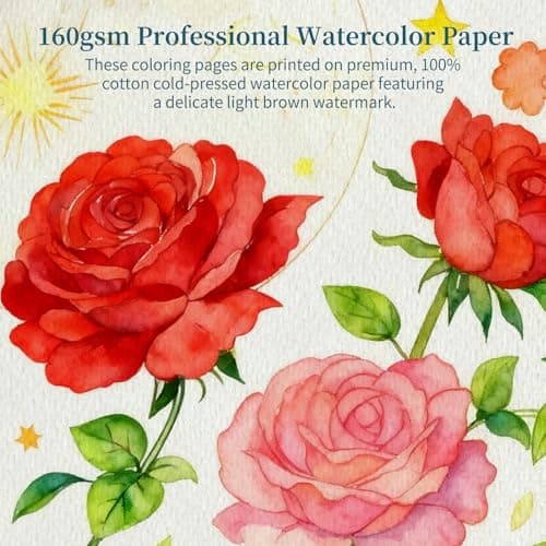 Elfew Flower & Landscape Watercolor Coloring Books for Adults & Beginners - Thumbnail 2