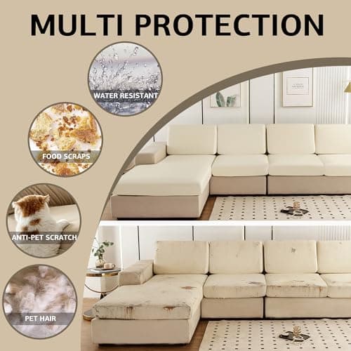 UWWGKK Waterproof Couch Covers, Stretch Couch Covers with Backrest for Sectional Sofa,L Shape Sofa - Thumbnail 3