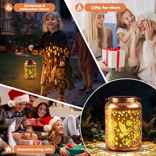 Valentine's Day Gifts Hummingbird Solar Lanterns Outdoor Waterproof - Birthday Gifts for Women, Grandma - Hanging Solar Lights Decoration for Garden, Patio, Yard Decor Solar Lantern for Outside - Thumbnail 6