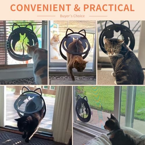 HIDROSIL Cat Door for Screen Door, Inside Openning 10x10x0.5 inch, Patent Desigh Pet Screen Door with Lockable Magnetic Flap for Doggy and Cat Door, Suitable 0-18lb Cats and Small Dogs, Black - Thumbnail 6
