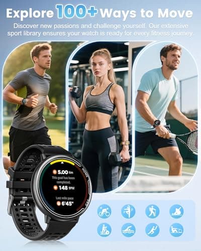 Rmana GPS Smart Watches for Men, 1.39" AMOLED Screen Smartwatch, Bluetooth Call/100+ Sport Modes/GPS/Compass/Heart Rrate/Blood Pressure, Fitness-Tracker, Smartwatch for Android iPhone(Gray& Black) - Thumbnail 4