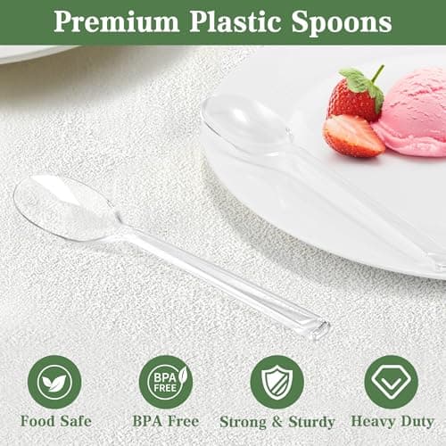 Funnydin 360 Count Plastic Spoons - 6.96 Inch Disposable Spoons, Heavy Duty Plastic Spoons, BPA-Free, Heat Resistant Disposable Silverware, Suitable for Party, Picnic, Events and Everyday Use - Thumbnail 3