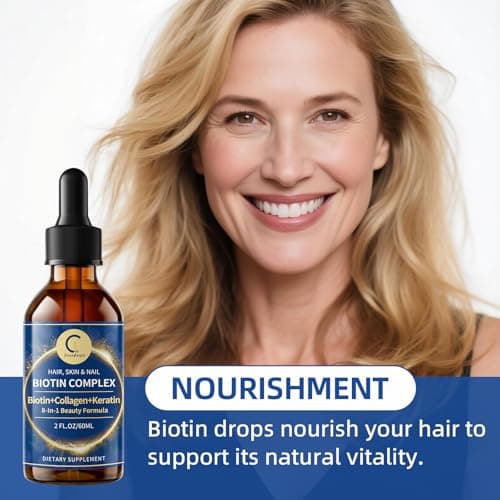 Liquid Biotin & Collagen Drops 20,000mcg--High Potency Hair Growth Vitamin Support - Biotin and Liquid Collagen Supplement for Women & Men - Glowing Skin Support, Healthy Hair & Nail Growth - 4 Fl Oz - Thumbnail 6