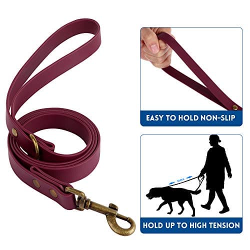 Wisedog Waterproof Dog Collar and Leash Set, Adjustable Puppy Collar with Cute Tag 6FT Dog Leash with Poop Bag for Small Medium Large Dogs (XL, Burgundy) - Thumbnail 3