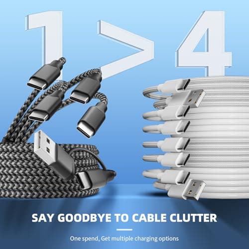 USB C Splitter Multi Charging Cable,USB A/C to USB C Charging Cord,Dual Type C Charger Cord,4 in 2 Multi Charger Cord with 4 Type-C Connectors Compatible with iPhone16/15/Cell Phones Tablets and More. - Thumbnail 3