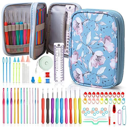 SHAXANO Crochet Hooks Kit with Case, 86-Piece, Ergonomic Crochet Needles Weave Yarn Kits DIY Hand Knitting Art Tools for Beginners and Experienced Crochet Lovers - Image 1