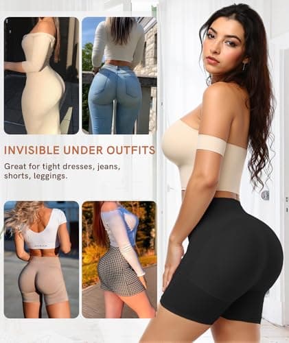 Figninget Hip Dip Shapewear For Women Hip Pads Shaping Shortss Tummy Control Panties Butt Padded For Bigger Butt Black 3XL - Thumbnail 4