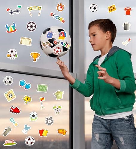 HSHFAMIIY Soccer Stickers - Soccer Party Favors - World Cup Football Stickers, Vinyl Waterproof Sports Stickers Soccer Goodie Bags Stuff Scrapbook Gifts for Boys Girls - Thumbnail 6