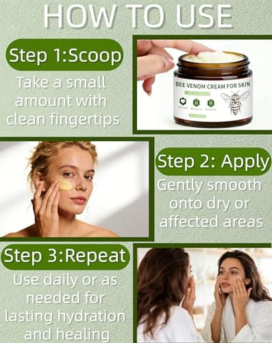 TZUNAKI Bee Venom Cream - 2 Packs Ampoule Firming Cream for Joint Long-Lasting Hydrating for Face Whole Body Strength Muscle, Natural Bee Wax Honey Lotion Gentle Formula for All Skin Types Men Women - Thumbnail 6