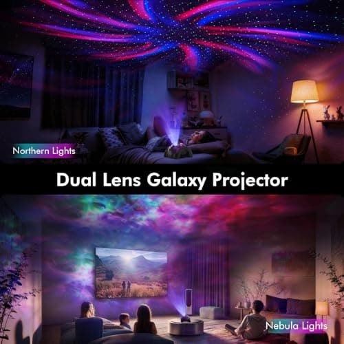 Rossetta Dual Lens Galaxy Projector, Star Projector for Bedroom with 58 Light Effects, Night Light Projector with White Noise & Bluetooth Speaker, Remote Timer, Room Decor Gift for Kids Adults Teens - Thumbnail 2
