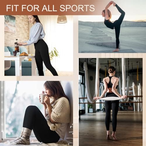 SINOPHANT 3 Pack Leggings for Women - High Waisted Buttery Soft Yoga Pants for Workout Athletic Sports Black/Black/Black 3XL - Thumbnail 5