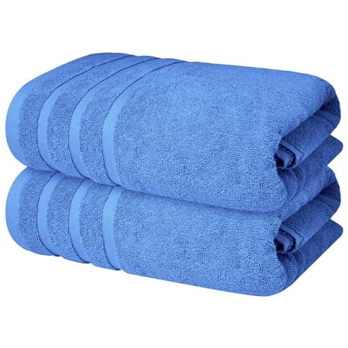Infinitee Xclusives 100% Cotton Luxury Bath Towels Set of 2 (27x54 Inches) (Eloquent Blue, Bath Towels - Pack 2) - Image 1