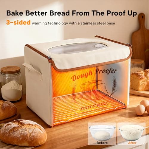 Folding Bread Proofing Box - Foldable Dough Proofer Boxs, with 6-speed 50-131℉ Temp Control & 9-speed 48H Timer, Fermentation box for Sourdough, Pizza, Yogurt, Kombucha - Thumbnail 3