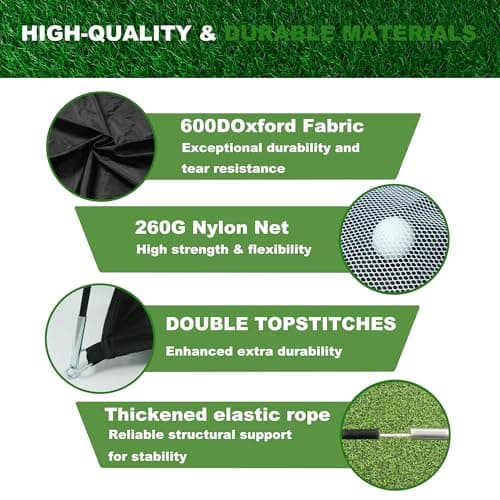 Golf Net, 10x7 Ft Golf Hitting Net with Tri-Turf Mat, Multi-Target Golf Practice Net for Outdoor/Indoor Chipping & Driving, Ideal Gift for Men/Dad/Husband/Golfers - Thumbnail 3