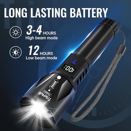 TrixHub Rechargeable LED Flashlights High Lumens 2Pack, Super Bright Zoomable Handheld Flash Light with LCD Digital Display, Powerful Emergency Linternas, Waterproof, Long Lasting, for Hiking Camping - Thumbnail 4