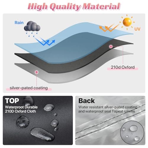 Outdoor Bench Cover 2 Seater Waterproof, 52" W X 28" D X 35" H All Weather Patio Bench Cover for Outside Furniture, Loveseat, Sofa Couch, Bench and Glider, Black - Thumbnail 4