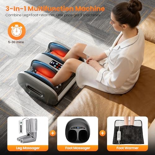 Foot Massager, Electric Shiatsu Foot and Leg Massager with Heat and Cooling, Deep Kneading Foot Massage Vibration , Adjustable Mode & Intensity, Timer Auto Shut-Off, Home Relaxation Gift for Men Women - Thumbnail 5