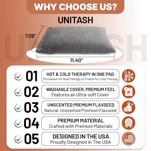 Microwavable Heating Pad for Period Cramps, Machine Washable Cover Heating Pad, Portable Menstrual Microwave Heating Pad- Unscented (Gray Pillow) - Thumbnail 2