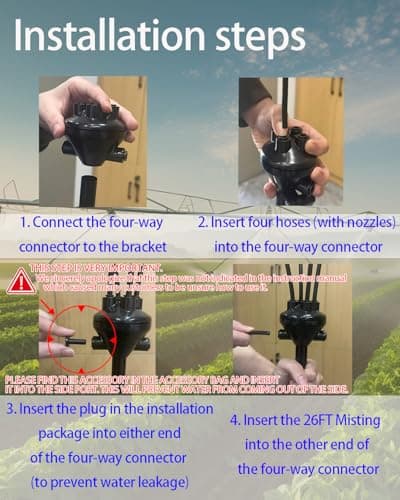 Upgraded 5.3FT Outdoor Misting System, Adjustable Stand with 360° Flexible Hose & 0.5mm Nozzles for Ultra Fine Mist, Patio Cooling Kit for Backyard, Pool, BBQ - Includes 26FT Hose & Tripod - Thumbnail 2