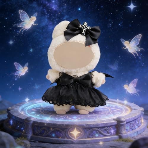 Ezcora 3 Sets Magic Dress-Up Clothes for 17cm Dolls, Bat, Witch, Bunny, Cat & Fantasy Outfits, 6.7-Inch Plush Doll Accessories with Colorful Shoes and Glasses, Kawaii Idea (No Dolls) - Thumbnail 2