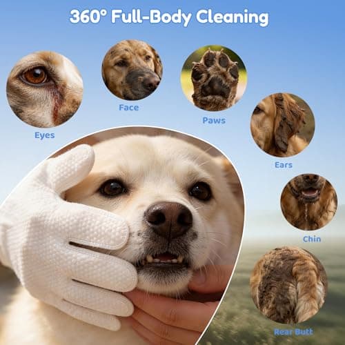 VUNCAREPLUS Pet Hydrosol SPA Glove Wipes, 10 Individually Wrapped Packs, No Rinse Dog & Cat Grooming Wipes, Deodorizing Waterless Pet Cleaning Gloves with Jojoba Oil & Olive Oil for Travel & Home - Thumbnail 5