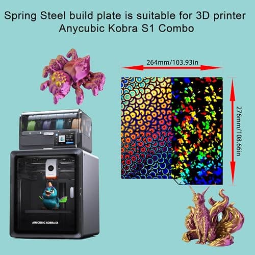 Tinytrees Build Plate for Kobra S1: Smooth Textured PEI PEO PET Build Plate Platform 264x276mm Compatible with Anycubic Kobra S1 Combo 3D Printer (PEY-Flake+PEK-Kaleidoscope, Kobra S1 Combo) - Thumbnail 5