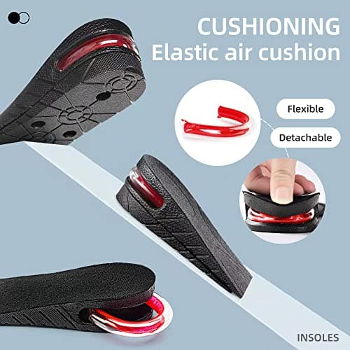 XINIFOOT Height Increase Insole 4-Layer Air Cushion Heel Insert Lift Shoes Insole for Men and Women Invisible Elevator Adjustable Insoles (Half Pad, 2.95 Inch) - Thumbnail 5
