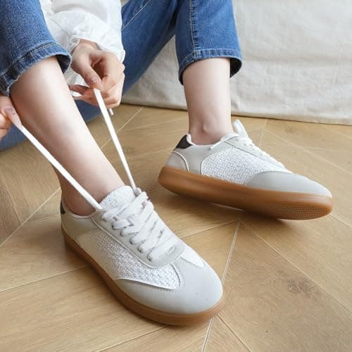 JENN ARDOR Lightweight Grey Sneakers for Women Fashion Lace-Up Tennis Shoes Casual Comfortable Non-Slip Work Walking Everyday Shoes 10 - Thumbnail 2