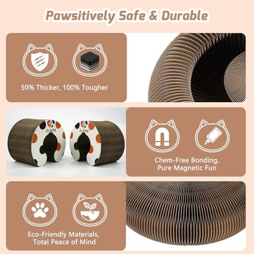 Magnetic Magic Organ Cat Scratcher Toy, Extra-Thick & Large Connectable Cardboard Scratching Board with Bell Ball, Interactive Enrichment Toy for Indoor Cats & Kittens (1 Pack) - Thumbnail 2