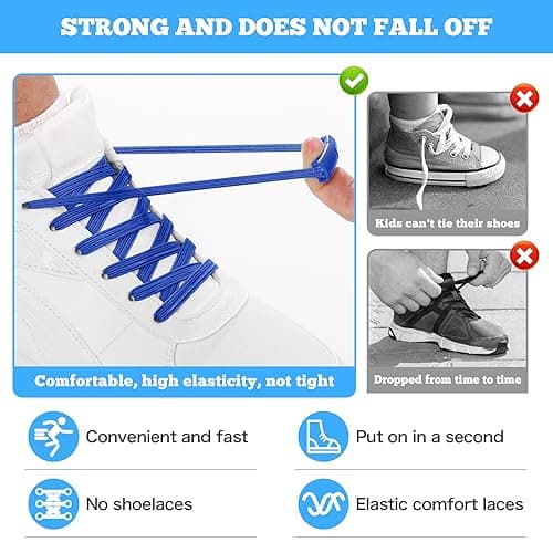 Neo-wows Flat Elastic No Tie Shoe Laces for Sneakers, Stretch Tieless Shoelaces for Kids & Adults, Flat Shoes Strings - Thumbnail 3