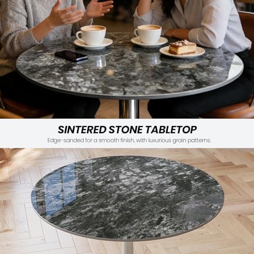 SSTBLEV 23.6″ Round Sandstone Sintered Stone Table Top - Heat Resistant Waterproof for Dining Table, Office Desk, Bar, Patio - Thumbnail 5