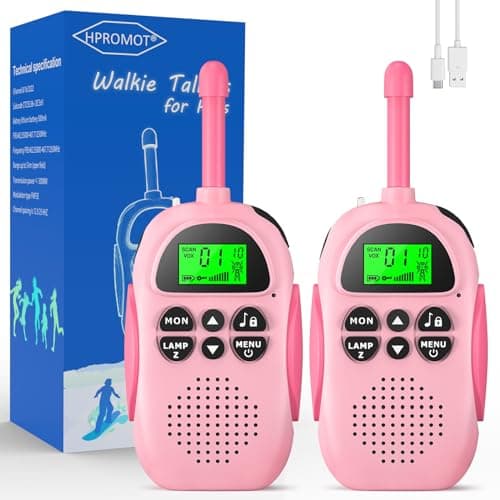 HPROMOT Walkie Talkies for Kids Rechargeable Toys for Ages 5-7 Boys Girls, 22 Channels 2 Way Radio Toy Christmas Birthday Gifts for Girls Boys Ages 3-12 Camping Hiking Outdoor Easter Basket Stuffers