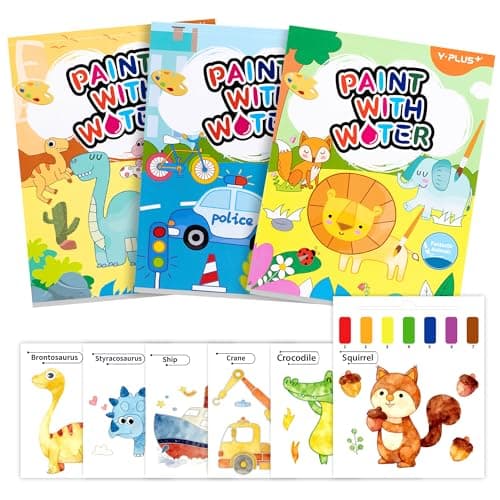 YPLUS Paint with Water Books for Toddlers, Art Craft Toys Watercolor Painting Paper, Gift for Kids Ages 1-3, 2-4, 4-6, Drawing with Brush - 3 Themes