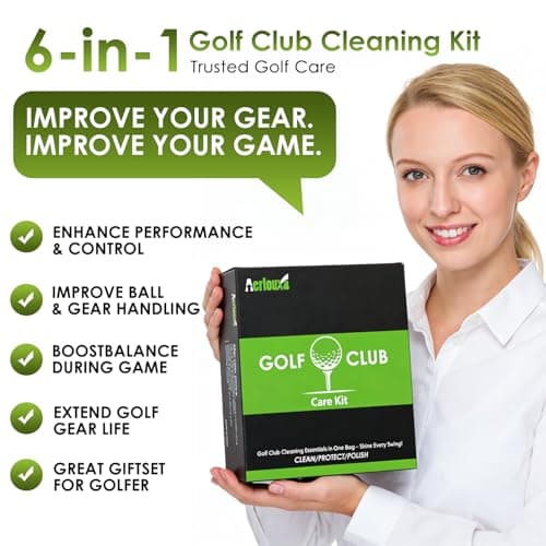 Aerlouxa 6-in-1 Golf Club Cleaning Kit - Club Cleaner, Grip Cleaner, Polish, Water-Spray Brush,Professional Golf Towel & Portable Bag | Restores Clubs, Removes Rust/Scratches, Renews Tackiness - Thumbnail 2