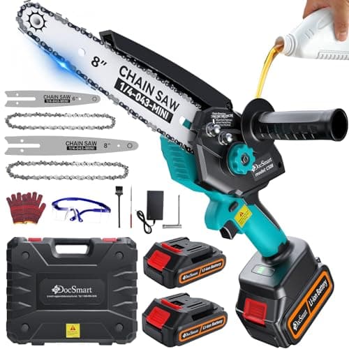 Mini Chainsaw Electric Cordless: 8 Inch & 6 Inch Brushless Chain Saw with 2 Pack Rechargeable Batteries, Battery Powered Hand Held Saw for Trees Trimming Wood Cutting, Perfect Gardening Tools for Men - Image 1