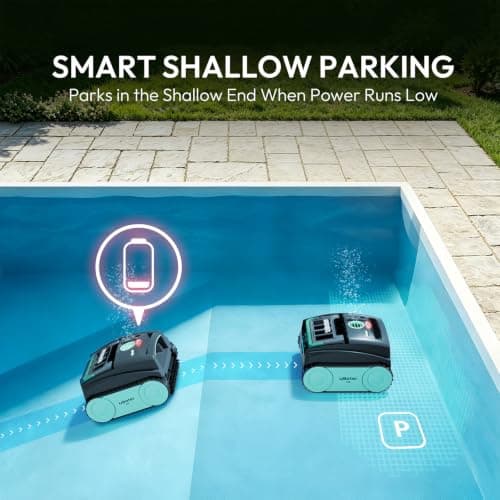 Pool Vacuum, UBoter S10 Cordless Robotic Pool Cleaner, Automatic Pool Vacuum for Inground & Above Ground Pools to 1290 Sq.Ft, Floor Wall Waterline Step Cleaning, 150 M Runtime, Auto Parking, Smart App - Thumbnail 2