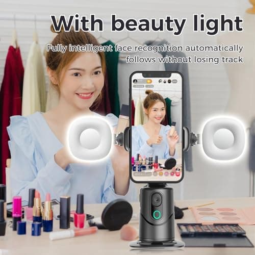 Auto Face Tracking Phone Holder,No App Required,360° Rotation Phone Camera Stand with Remote and Gesture Control, Smart Shooting Tripod for Vlog/TIK Tok Live Streaming YouTube Video Recording - Thumbnail 3
