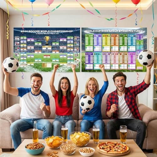 ZUOMAGUO World Cup Schedule Poster 2026 World Soccer Game Wall Chart Poster No Crease World Cup Soccer Calendar Football Tournament Schedule Home Bar Party Decorations - Thumbnail 5
