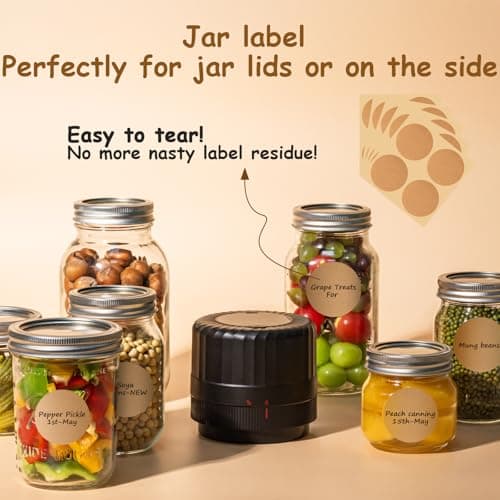 HTPOW Electric Mason Jar Vacuum Sealer - Fully Automatic Mason Jar Vacuum Sealer Kit for All Mason Jars with Regular Lids and Wide Mouth Lids, A Must-Have Tool for Canned Foods/Pantry - White - Thumbnail 5