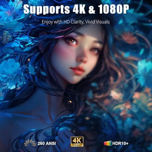 [Smart Projector with Apps] 4K Supported Mini Projector with Wifi and Bluetooth, XENPONAD Movie Projector for Bedroom Celling Camping & Outdoor Use, Portable Projector with Speaker, Auto Keystone - Thumbnail 5