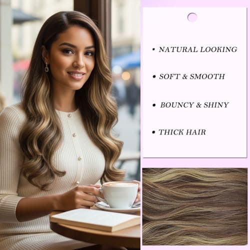Barbique 26 Inch Highlight Synthetic Lace Front Wig for Black Women, 13x6 HDLace Pre Plucked with Baby Hair, Long Wavy Heat Resistant Hair, Natural LookGlueless Wig Suitable for Daily Party Wear - Thumbnail 3