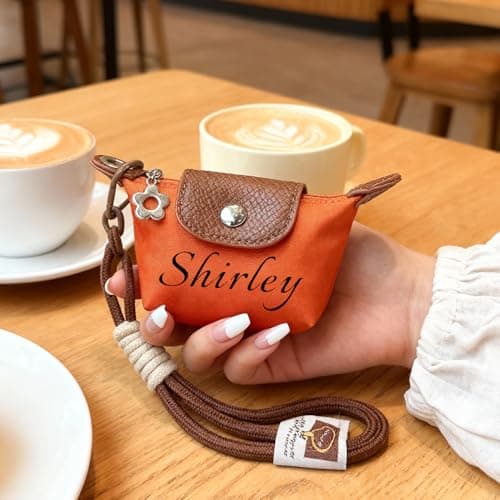 VBAIFAyy Custom Mini Nylon Dumpling Coin Purse - Personalized Zipper Pouch with Detachable Wrist Strap & Keychain, Small Makeup Wallet for Women (Custom Text/Logo Available) - Thumbnail 2