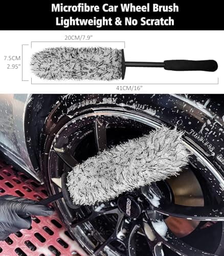 YeewayVeh 5PCS Pro Wheel Detailing Kit | 360° Bendable Rim Cleaner Brush, Premium Boar Hair Brush & Tire Shine Applicator | Microfiber Scratch-Free Wheel and Tire Brush Set for Cleaning Wheels,Tires - Thumbnail 3