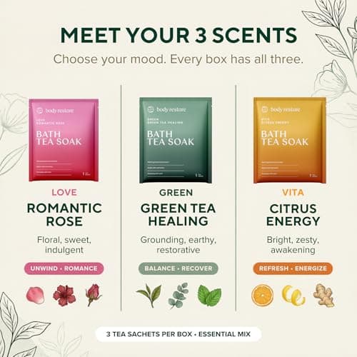 Body Restore Bath Tea Soaks Gift Set – Spa Gifts for Women, Mom, Wife & Self Care Lovers – Relaxing Botanical Bath Sachets for Stress Relief & Hydrated Skin – Essential Mix (3 Pack) - Thumbnail 5
