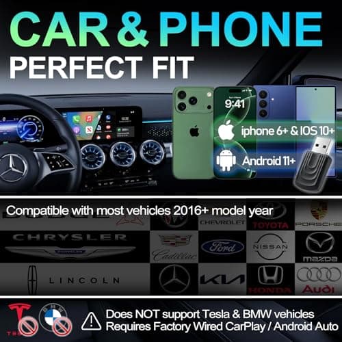 AACPLAY Mini 2 in 1 Wireless Carplay Adapter & Wireless Android Auto Adapter for Apple iPhone Samsung or Other AndroidPhone, USB Bluetooth Car Accessories for OEM Wired Carplay/Android Auto Cars - Thumbnail 4
